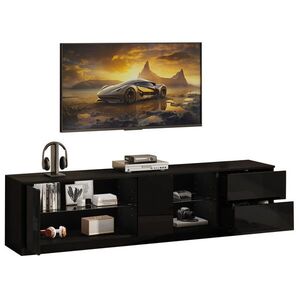 OKWISH TV stolek 160/40/52 cm černý z MDF s LED osvětlením a úložným prostorem obraz