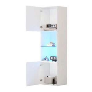 Modfu VITRÍNA z dřevotřísky 45x35x160 cm bílá s LED osvětlením, tvrzeným sklem a vysokým leskem obraz