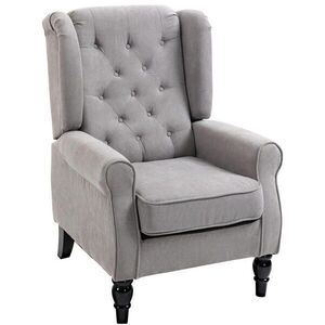 Redom KŘESLO 86/74/102 cm s vysokým opěradlem a knoflíkovým prošíváním, polyester, Šedá obraz