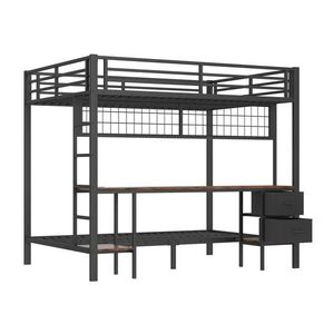 KOMHTOM PATROVÁ POSTEL 90x200 a 140x200 cm se 7barevným LED páskem, USB nabíjecím portem, bez matrace, černá obraz