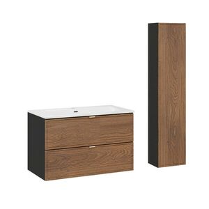 Petits-meubles KOUPELNOVÝ NÁBYTEK 80cm Elena 2er-Set Dřevo a černá obraz