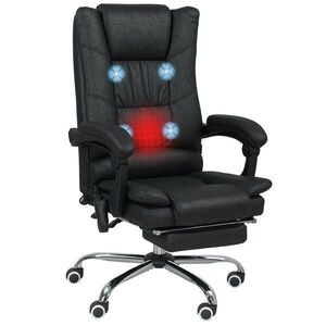 Vinsetto MASÁŽNÍ KANCELÁŘSKÁ ŽIDLE, kancelářská židle s vyhříváním, opěrka nohou, černá obraz