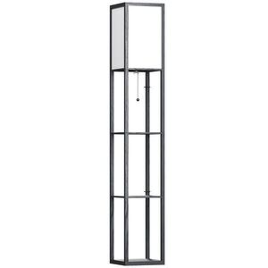 HOMCOM STOJACÍ LAMPA Osvětlení E27 do 40 W se 3 policemi do obývacího pokoje/ložnice Dřevo obraz