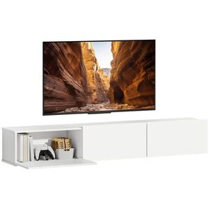HOMCOM ZÁVĚSNÁ TV skříňka Lowboard 180 cm pro televizory do 82 palců, bílá obraz