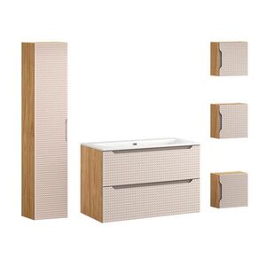 Petits-meubles KOUPELNOVÝ NÁBYTEK 91cm Mallory 2er-Set Béžová a dřevo obraz