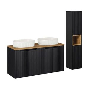 Petits-meubles KOUPELNOVÝ NÁBYTEK 120cm Riva 2er-Set Černá a dřevěná obraz