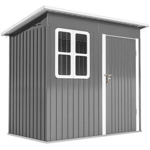 Outsunny ZÁHRADNÍ DOMEK 2, 55 m², zahradní domek s pultovou střechou, 221 x 133 x 190/173 cm, tmavě šedý obraz