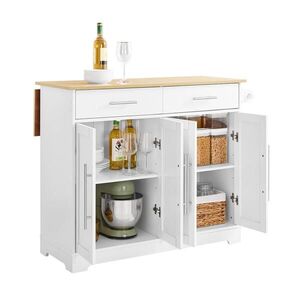 SoBuy KUCHYŇSKÝ OSTRŮVEK se 2 zásuvkami Bílá 107x44x91cm Nordický obraz