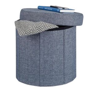 Relaxdays TABURET tmavě šedý kulatý s úložným prostorem 38 cm obraz