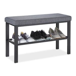 Relaxdays LAVICE Černá šedá s policí na boty 81 cm obraz