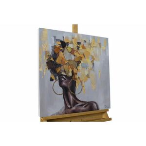 KUNSTLOFT RUČNĚ MALOVANÝ AKRYLOVÝ OBRAZ ŠEDÝ/ŽLUTÝ, 60/60 CM obraz