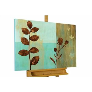 KUNSTLOFT RUČNĚ MALOVANÝ AKRYLOVÝ OBRAZ HNĚDÝ/TURQUOISE, 80/60 CM obraz