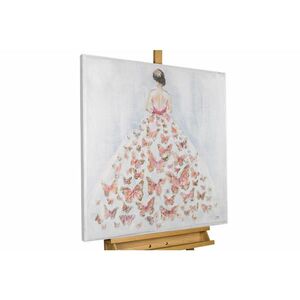 KUNSTLOFT RUČNĚ MALOVANÝ AKRYLOVÝ OBRAZ ŠEDÝ/RŮŽOVÝ, 80/80 CM obraz