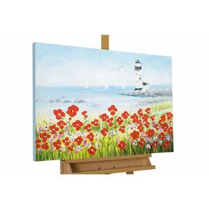 KUNSTLOFT RUČNĚ MALOVANÝ AKRYLOVÝ OBRAZ MODRÝ/ČERVENÝ, 90/60 CM obraz