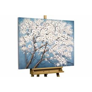 KUNSTLOFT RUČNĚ MALOVANÝ AKRYLOVÝ OBRAZ MODRÝ/BÍLÝ, 100/75 CM obraz