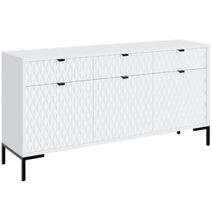 Beautysofa KOMODA Montreal se 3 dvířky a 3 zásuvkami, dekorativní 3D čela, 150 cm, bílá obraz