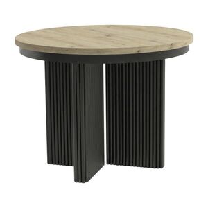 Beautysofa JÍDELNÍ STŮL Prestige, kulatý designový stůl, rozkládací Ø 100–180 cm, dub Artisan + černá obraz