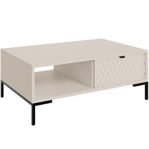 Beautysofa KONFERENČNÍ STOLEK Montreal se zásuvkou a otevřenou přihrádkou, dekorativní 3D čela, 100 × 60 cm, kašmír obraz