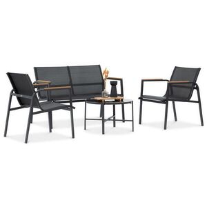 Beautysofa ZAHRADNÍ SADA Thaiti, 2místná pohovka + 2 křesla + konferenční stolek, područky z Polywoodu, černá obraz