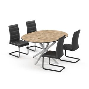 Vicco JÍDELNÍ STŮL SESTAVA Loyd, Rustikální dub/Šedá, 120 x 120 cm se 4 jídelními židlemi, černé obraz