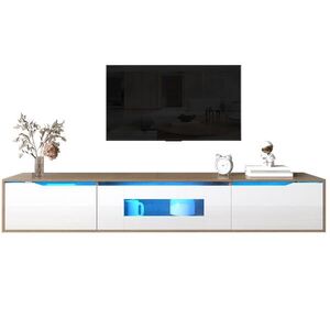 OKWISH TV stolek 180/35/30 cm bílý a dřevodekor z dřevotřísky s LED osvětlením obraz