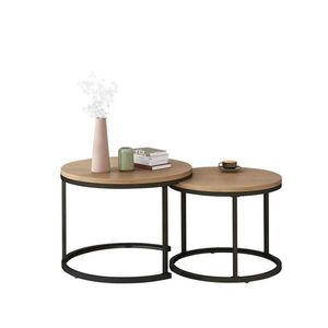 Modfu SADA konferenčních stolků z MDF 70x70x50 cm dubová dekor kulaté, stohovatelné a prostorově úsporné obraz