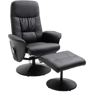 Redom RELAXAČNÍ masážní křeslo s taburetem 76/81/105 cm, polohovatelné, otočné 360° a s 10 vibračními body, Černá obraz