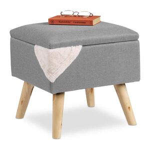 Relaxdays TABURET Světle šedý s úložným prostorem obraz