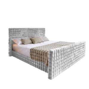Kaiser Möbel KONTINENTÁLNÍ POSTEL s úložným prostorem, matrací a topperem BLANKET tkanina Bubble 160x200 cm Světle šedá H2-Pocket obraz