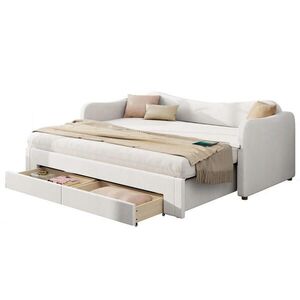 FLIEKS DAYBED 90x200 Béžová Samet Výsuvná USB Zásuvky obraz