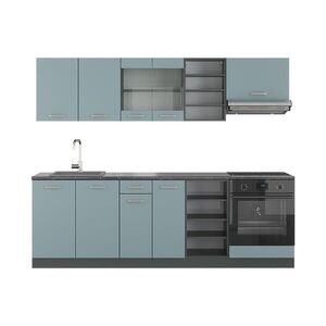 Vicco KUCHYŇSKÝ KOUT R-Line Modrošedá/antracitová 240 cm , PD Antracit obraz