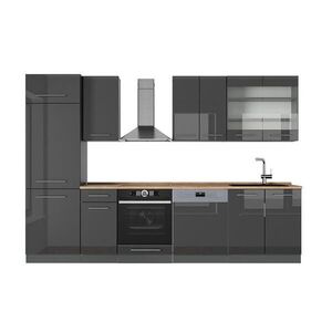 Vicco KUCHYŇSKÝ KOUT Fame-Line Antracitový vysoký lesk 300 cm , PD Dub obraz
