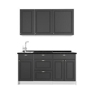 Vicco JEDNOTKOVÁ KUCHYNĚ Fame-Line, Anthrazit-Gold Landhaus/Bílá, 150 cm, PD Antracit obraz