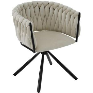 Modfu JÍDELNÍ židle ze sametu 61x51x71 cm béžová s 360° otočnou funkcí, ergonomickým opěradlem a kovovou konstrukcí obraz