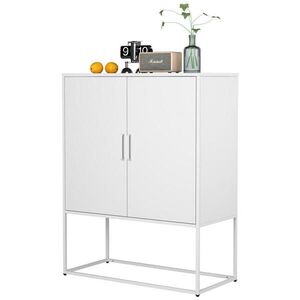 OKWISH BOČNÍ skříň 85/40/109 cm bílá z kovu s magnetickými dveřmi a ochranou proti převrácení obraz