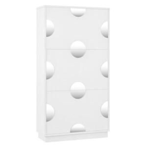 Modfu BOTNÍK z MDF 63x24x120 cm bílý se 3 výklopy, kulatým zrcadlem a tichým otevíráním obraz