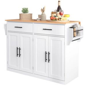 Modfu SERVÍROVACÍ vozík z MDF 120x46(70)x91, 5 cm bílá/přírodní s kolečky, sklápěcí deskou a vyměnitelnými dřevěnými nohami obraz