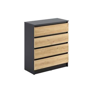 Home Collective KOMODA se 4 zásuvkami, šířka 76 cm, antracit / dub Artisan obraz