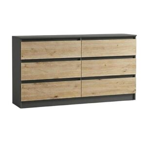 Home Collective KOMODA se 6 zásuvkami, šířka 140 cm, v dekoru antracit–dub obraz