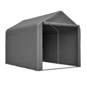 Modfu GARÁŽ na kola z kovu a PE 160x220x165 cm šedá s rolovacími dveřmi a větracími otvory obraz