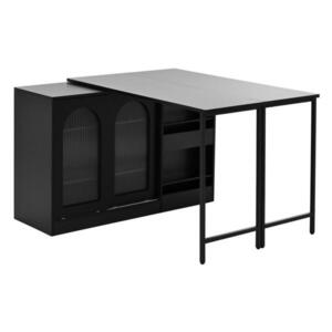 Modfu BAROVÝ stůl z MDF 121, 5x40x76, 7 cm černý s 360° otočnou deskou, výklopnými pláty a úložným prostorem obraz