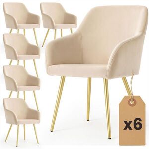 RAUMHIRSCH FURNITURE ČALOUNĚNÁ ŽIDLE, sada 6 ks, kovové nohy, béžová, zlatá 54, 5/83/58 obraz