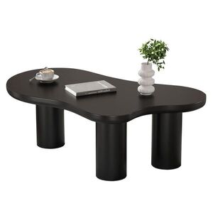 STILVORA KONFERENČNÍ STŮL v černé barvě ve tvaru oblaku s MDF deskou a PVC nohami do obýváku, Š107/H66/V40, 5 cm obraz