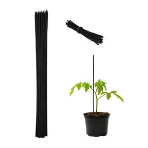Relaxdays OPĚRNÁ TYČ Černá 50ks-set Bambus 60 cm obraz