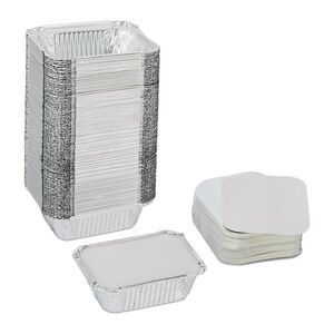 Relaxdays MISKY Stříbrná 100ks-Set s víkem hliník 260 ml obraz