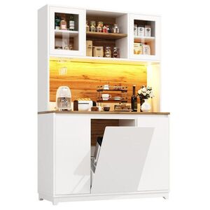 STILVORA VYSOKÁ SKŘÍŇ bílá s akrylátovými dvířky a LED osvětlením, 120×40×180 cm obraz