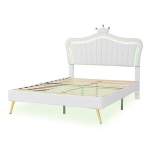 FLIEKS DĚTSKÁ POSTEL 140x200 PU Kůže LED Bílá obraz