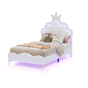 FLIEKS NÍZKÁ POSTEL 90x200cm Dvojlůžko PU LED Koruna Bílá obraz