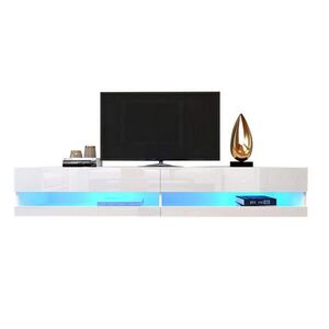 OKWISH TV stolek 140/40/30, 5 cm bílý z MDF s LED osvětlením a vysokým leskem obraz