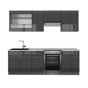 Vicco KUCHYŇSKÝ KOUT Fame-Line Antracitový vysoký lesk 240 cm , PD Mramor obraz